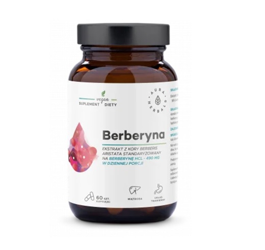 Aura Herbals Berberyna 500 mg, HCL, Berberis aristata, (60 kaps)