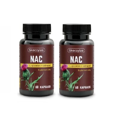Zestaw Skoczylas NAC (N-acetylocysteina), L-glutation, ostropest (60 kaps) x2