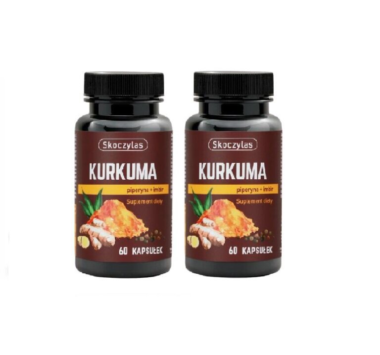 Zestaw Skoczylas Kurkuma + Piperyna + Imbir + Resweratrol + Kwercetyna (60kaps) x2 (1)